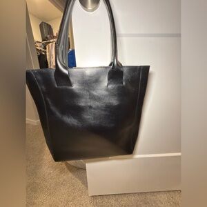 Elegant Black Leather Tote Bag